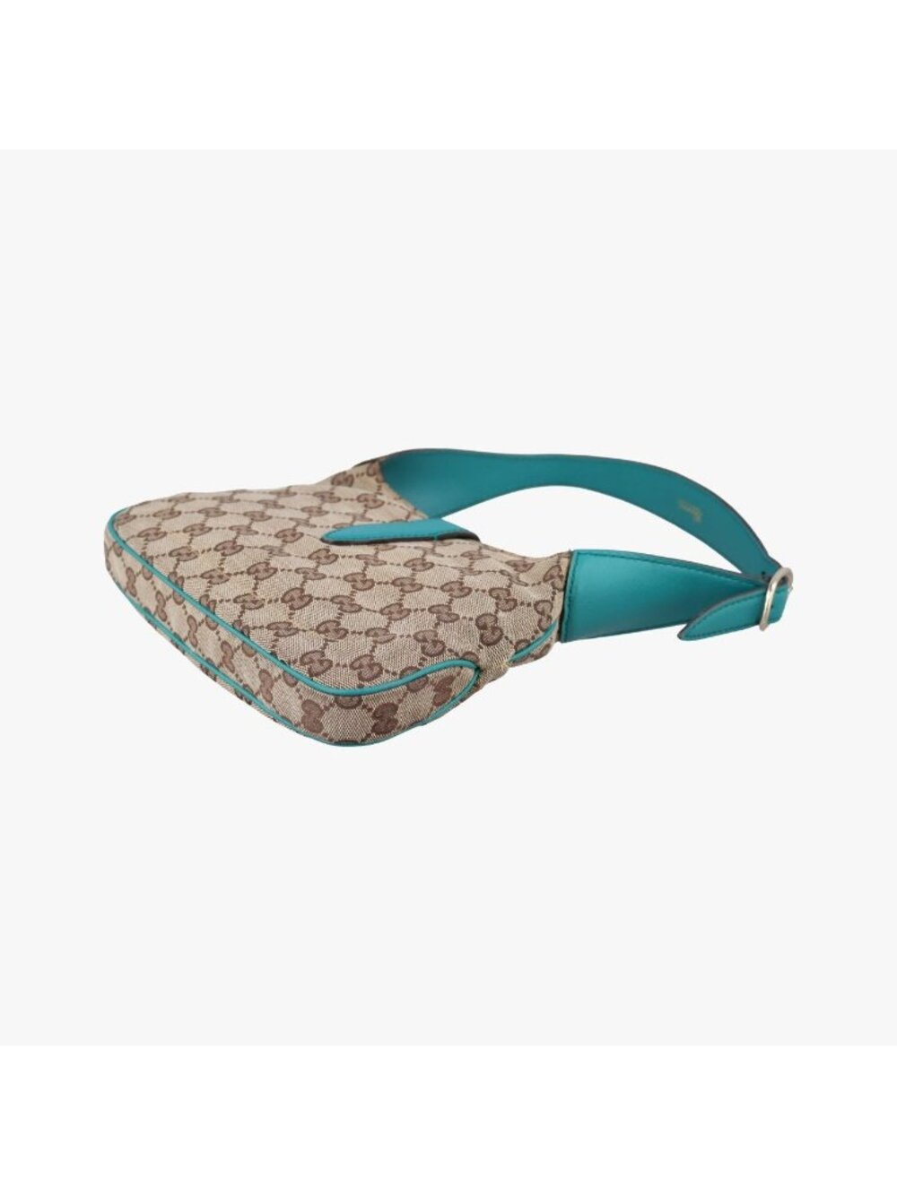 Gucci Jackie Khaki Blue Canvas Leather Shoulder Bag - Picture 6 of 16